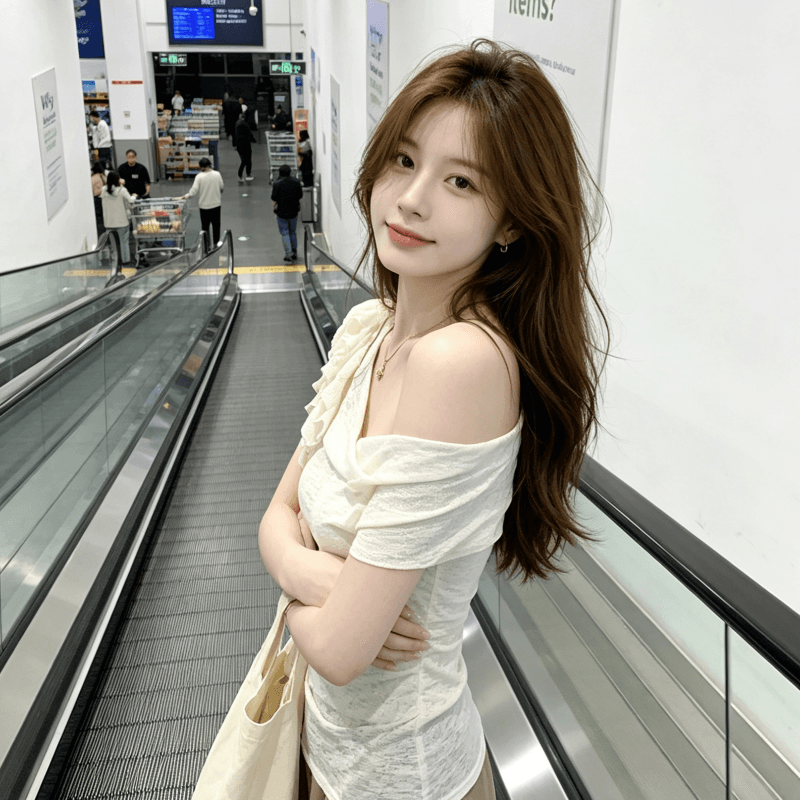 순수한 욕망 비스듬한 어깨 레이스 꽃 리본 반팔 맨위 여성 주름 허리 수축 불규칙 쇼트 스타일 슬림해 보이는 작은 셔츠 이미지 4
