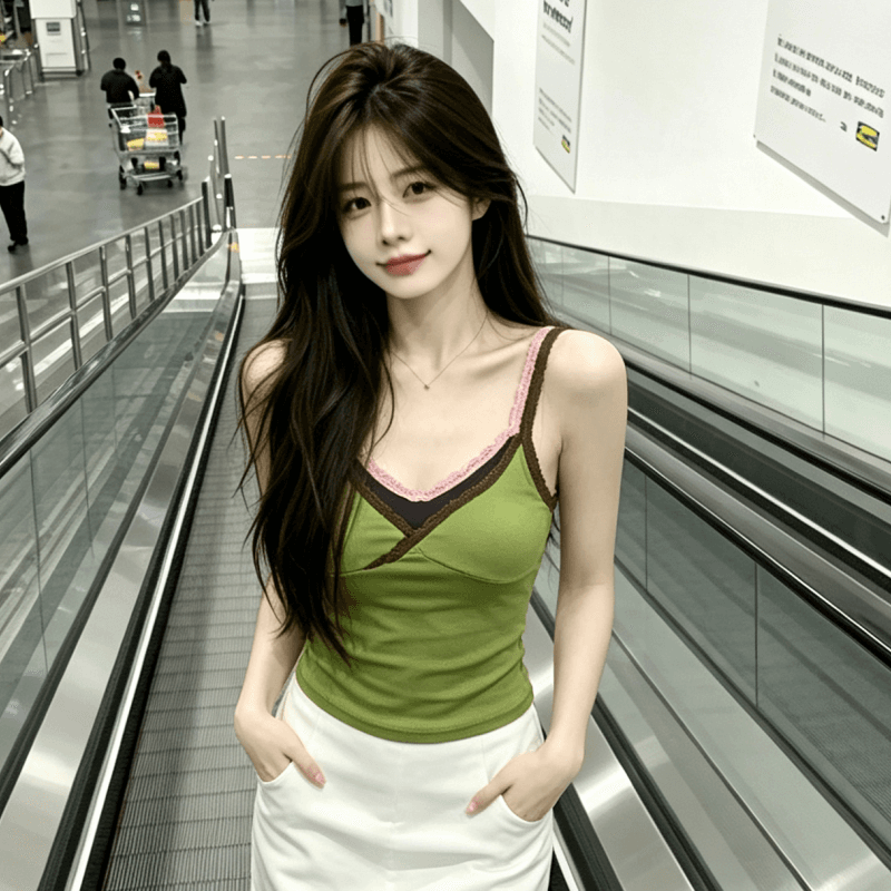 2026 여름 새로운 레이스 조각 페이크 레이어드 민소매 맨위 외출용 작은 대중 태국 아름다운 작은 슬링 조끼 상세 이미지 8