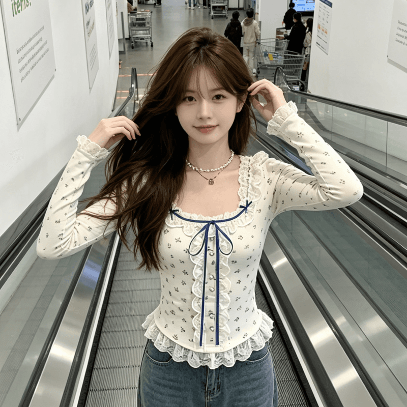 실사 한국 chic 원단 몸매 가꾸기 긴팔 인사이드 가져 가라. 기본 셔츠 맨위 봄 새로운 프랑스식 착용 가져 가라. 티셔츠 상세 이미지 1