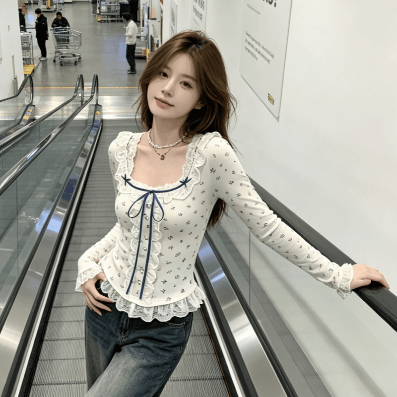 실사 한국 chic 원단 몸매 가꾸기 긴팔 인사이드 가져 가라. 기본 셔츠 맨위 봄 새로운 프랑스식 착용 가져 가라. 티셔츠 상세 이미지 5