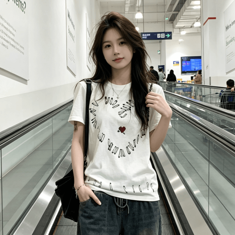 실사 문예 아메리칸 레트로 디자인 센스 반팔 티셔츠 여름 새로운 몸매 가꾸기 맨위 인기 ins 새로운 하라주쿠