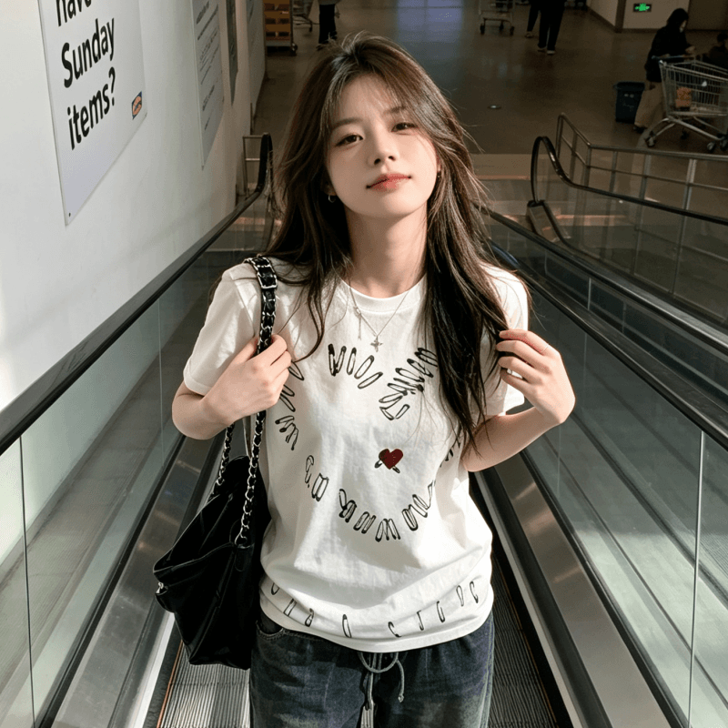 실사 문예 아메리칸 레트로 디자인 센스 반팔 티셔츠 여름 새로운 몸매 가꾸기 맨위 인기 ins 새로운 하라주쿠 상세 이미지 4