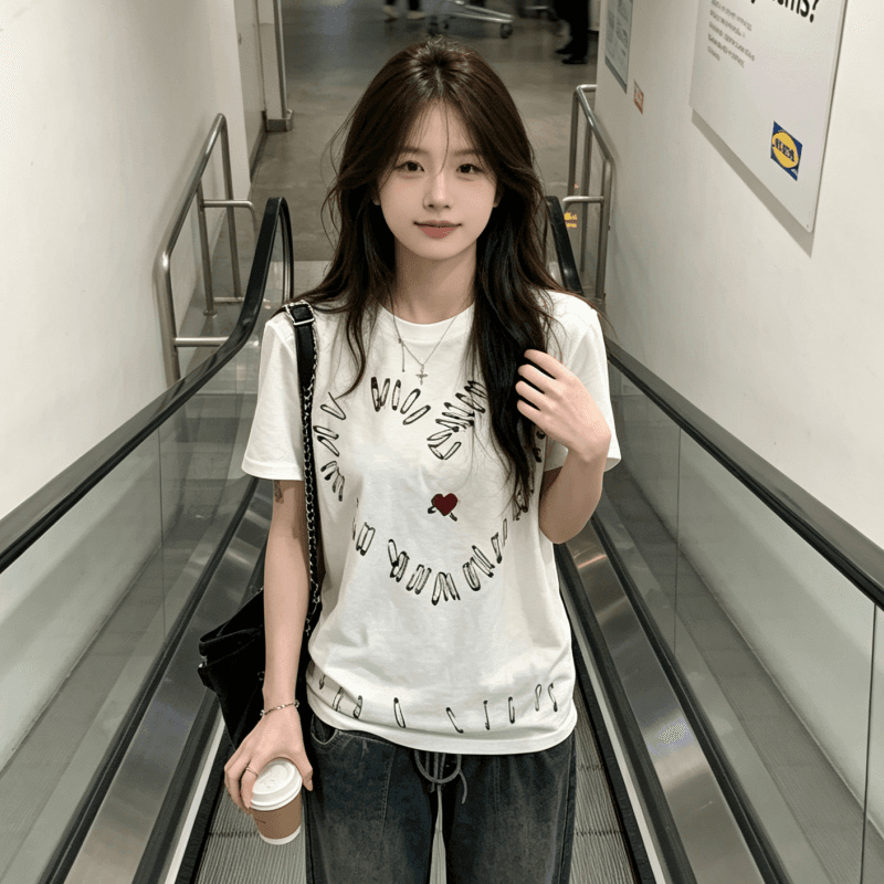 실사 문예 아메리칸 레트로 디자인 센스 반팔 티셔츠 여름 새로운 몸매 가꾸기 맨위 인기 ins 새로운 하라주쿠 상세 이미지 8