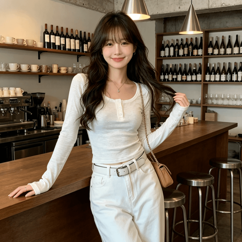 실사 정가 순수한 욕망 높음 폭탄 만나는 여성 가을 겨울 몸매 가꾸기 슬림해 보이는 인사이드 가져 가라. 광장 칼라 맨위 상세 이미지 3