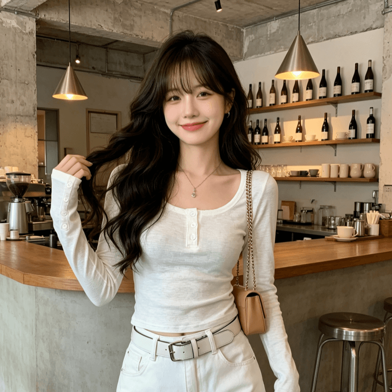 실사 정가 순수한 욕망 높음 폭탄 만나는 여성 가을 겨울 몸매 가꾸기 슬림해 보이는 인사이드 가져 가라. 광장 칼라 맨위 상세 이미지 6
