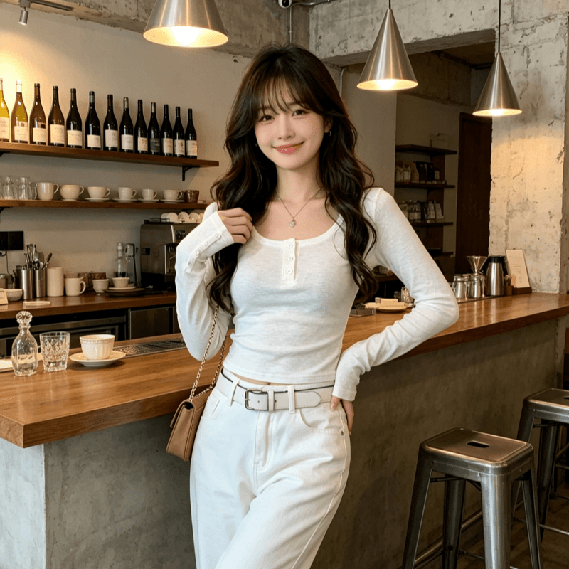 실사 정가 순수한 욕망 높음 폭탄 만나는 여성 가을 겨울 몸매 가꾸기 슬림해 보이는 인사이드 가져 가라. 광장 칼라 맨위 상세 이미지 7