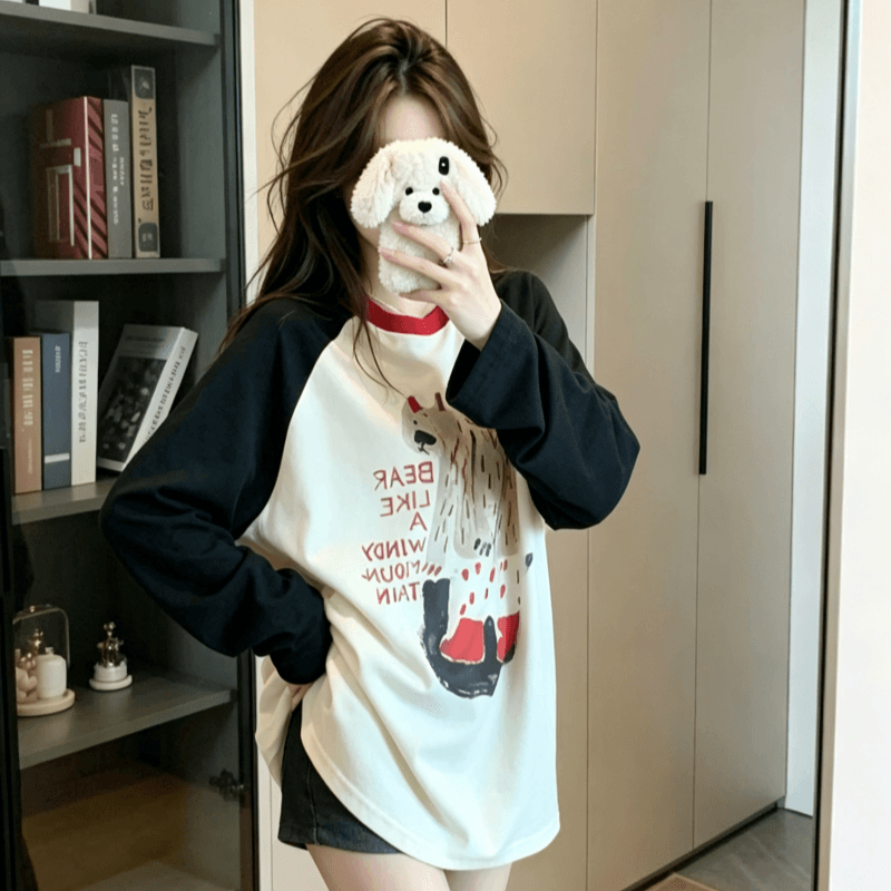 실사 순면 긴팔 티셔츠 얇은 스타일 삽입 어깨 소매 2026 봄 가을 새로운 라운드 넥 기본 셔츠 맨위 여성 의류 상세 이미지 7