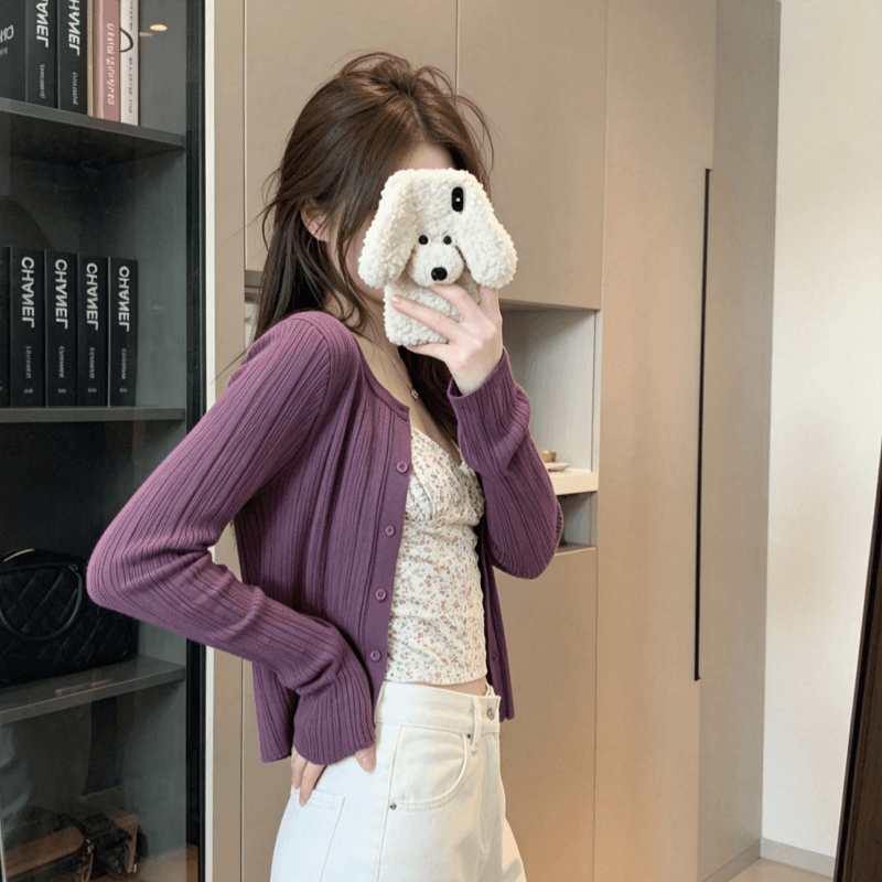 실사 부드러운 달콤함 몸매 가꾸기 꽃무늬 캐미솔 여름 다용도 캐주얼 긴팔 오픈 가디건 슬림해 보이는 패션 맨위 상세 이미지 2