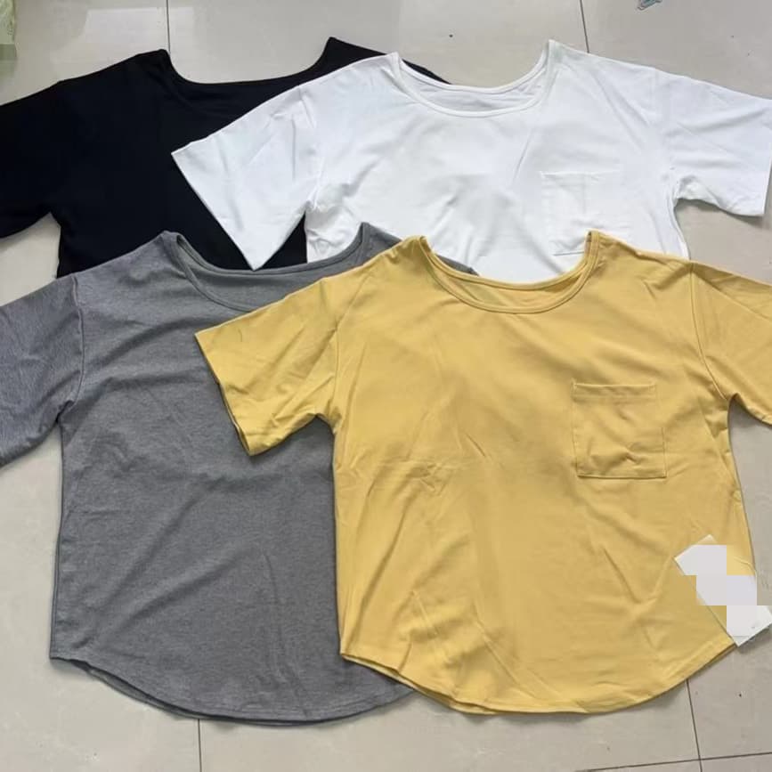 주문 재고 있음 느긋한 오래된 돈 주머니 빛 산소 티셔츠 순면 미니멀리즘 기초 다용도 단색 반팔 중간 길이 맨위 이미지 5