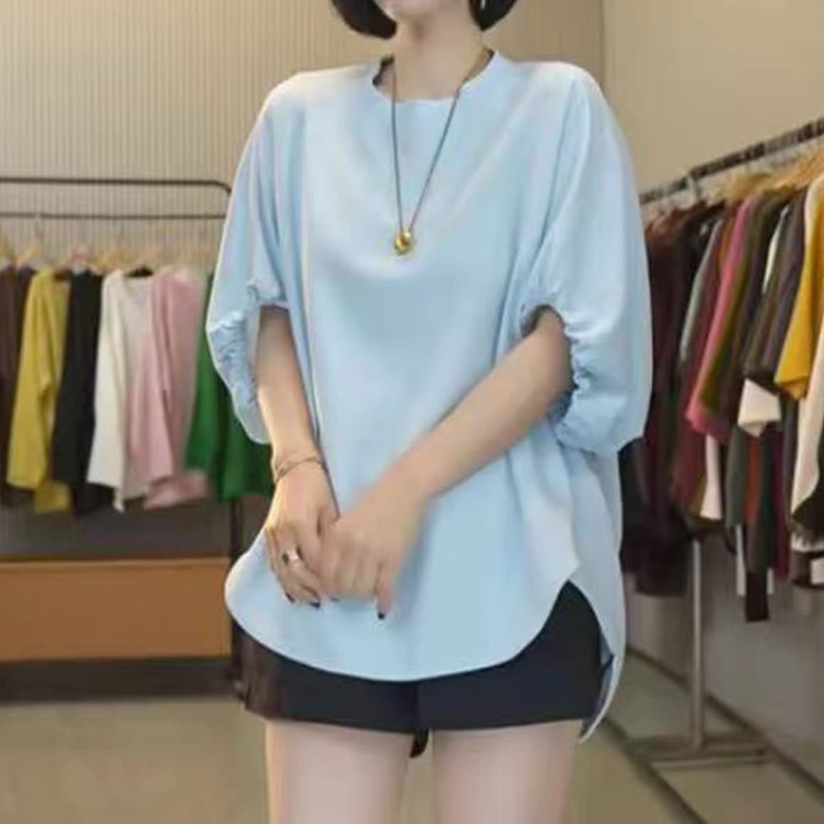주문 재고 있음 여름 새로운 커프스 참나무 늑골 느긋한 와 성별 부드러운 연령 감소 패션 티셔츠 한국 동대문 맨위 상세 이미지 5