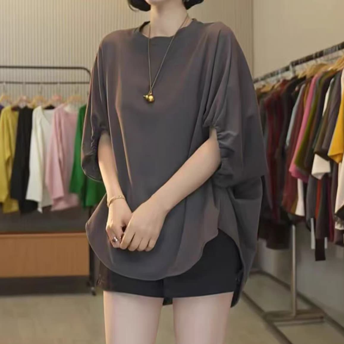 주문 재고 있음 여름 새로운 커프스 참나무 늑골 느긋한 와 성별 부드러운 연령 감소 패션 티셔츠 한국 동대문 맨위 상세 이미지 7