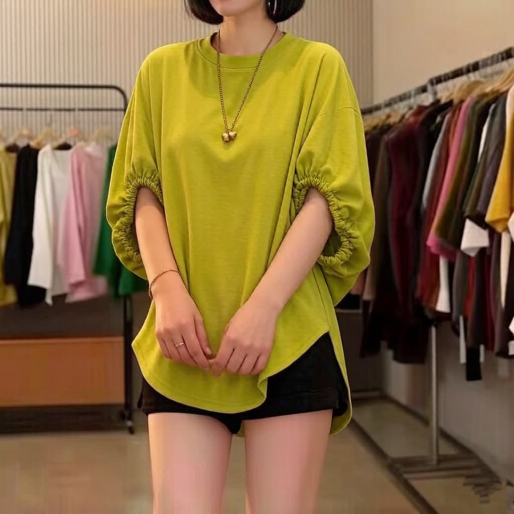 주문 재고 있음 여름 새로운 커프스 참나무 늑골 느긋한 와 성별 부드러운 연령 감소 패션 티셔츠 한국 동대문 맨위 상세 이미지 9
