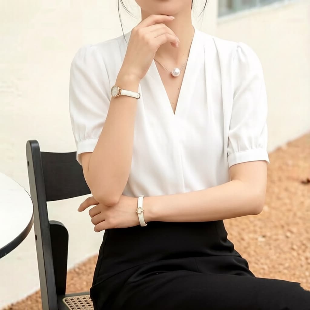 주문 재고 있음 반팔 V 넥 셔츠 경력 사업 수정 로드 중 무료 뜨거운 저항 주름 파란색 셔츠 면접 출퇴근 맨위 상세 이미지 3