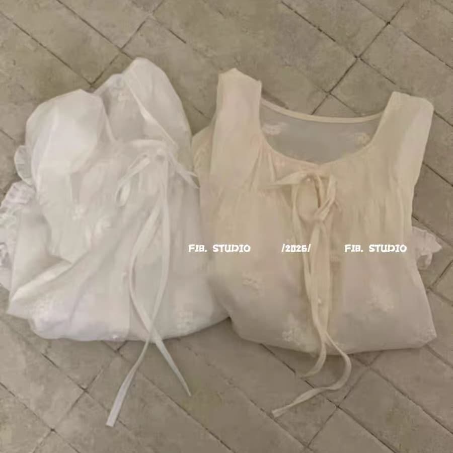 주문 재고 있음 한 부서 품격 자수 V넥 반팔 여성 셔츠 달콤함 연령 감소 다용도 레이스업 작은 키 맨위 상세 이미지 6
