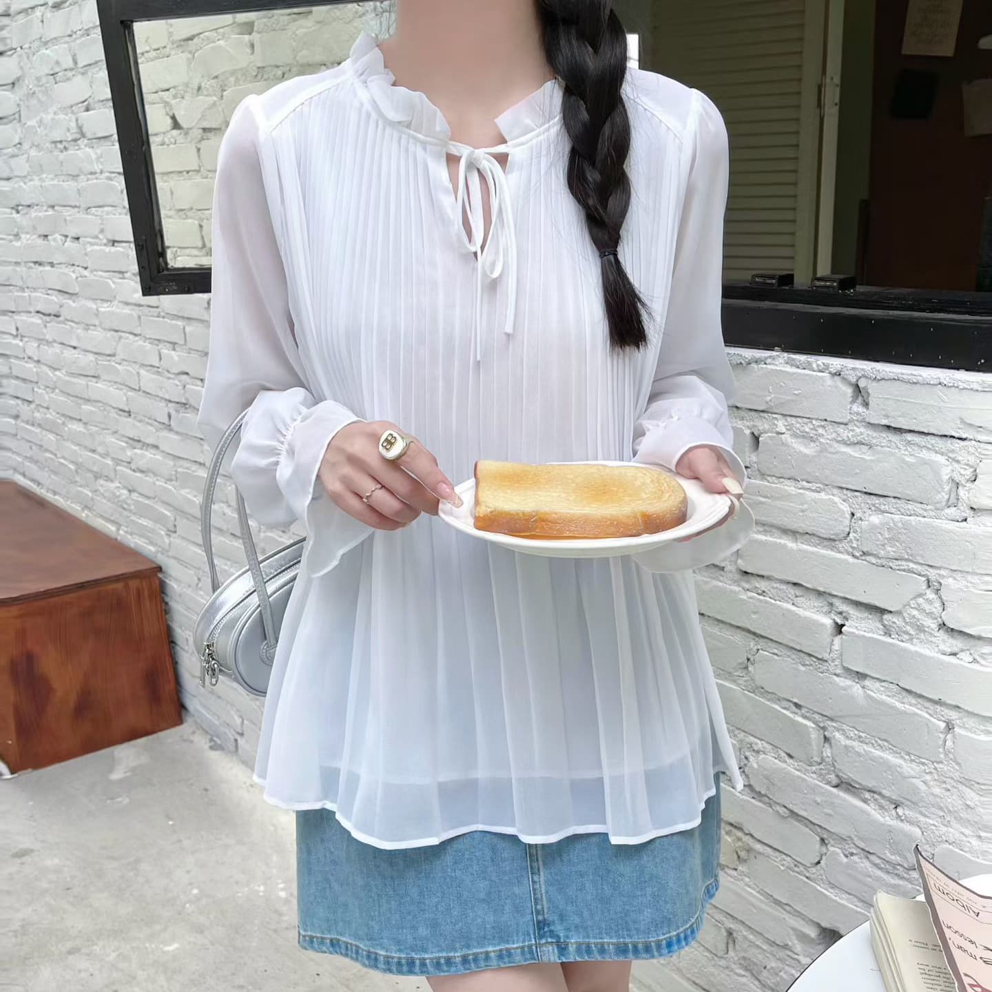 재고 있음 핑크색 쉬폰 여성 셔츠 봄 가을 새로운 빅 사이즈 지방 mm 고유 한 슈퍼 잘 생긴 루즈핏 긴팔 셔츠 맨위 상세 이미지 11