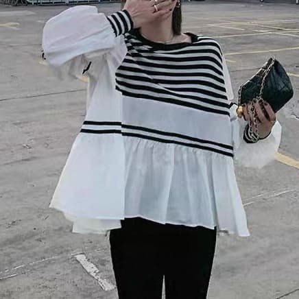 재고 있음 봄 가을 맨위 비료 추가 표지 배 표지 방귀 XL 인형 셔츠 새로운 작은 키 나가라. 패션 배색 섹션 이미지 2