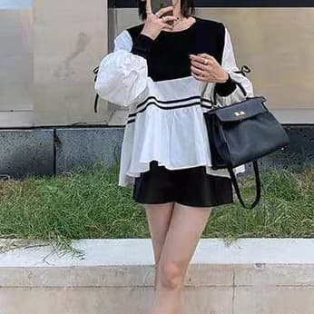 재고 있음 봄 가을 맨위 비료 추가 표지 배 표지 방귀 XL 인형 셔츠 새로운 작은 키 나가라. 패션 배색 섹션 상세 이미지 2