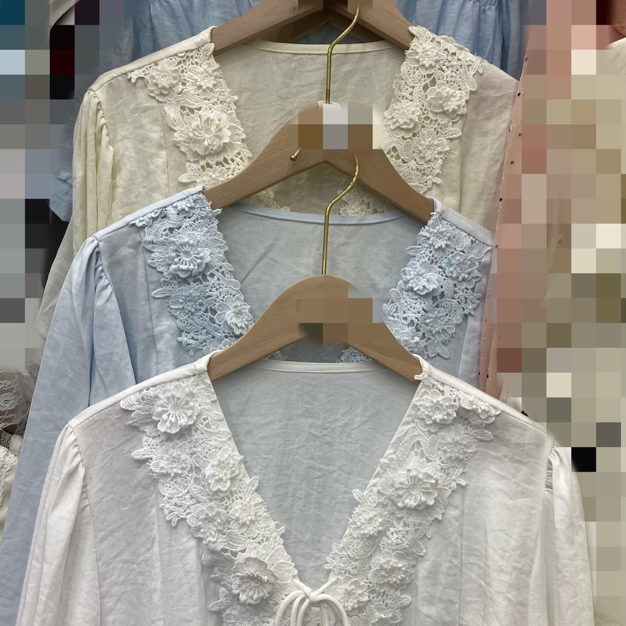 재고 있음 품격 단색 무거운 작업 레이스 V넥 긴팔 셔츠 여성 의류 가을 다용도 루즈핏 Chic 맨위 상세 이미지 2