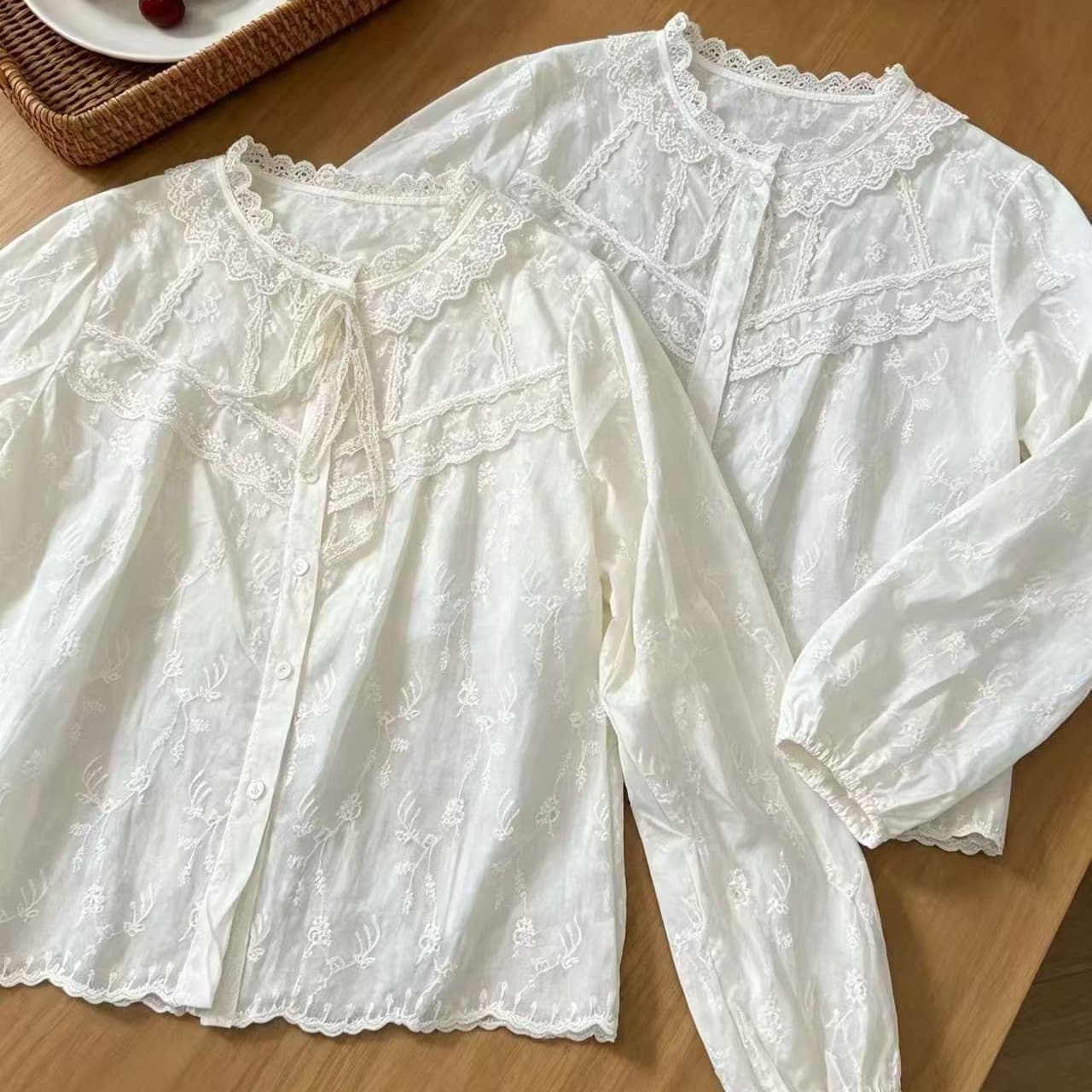 재고 있음 가을 새로운 여성 폴로 칼라 일본식 면 린넨 셔츠 루즈핏 셔츠 센 부서 여성 의류 고급 센스 작은 대중 오픈 가디건 상세 이미지 1