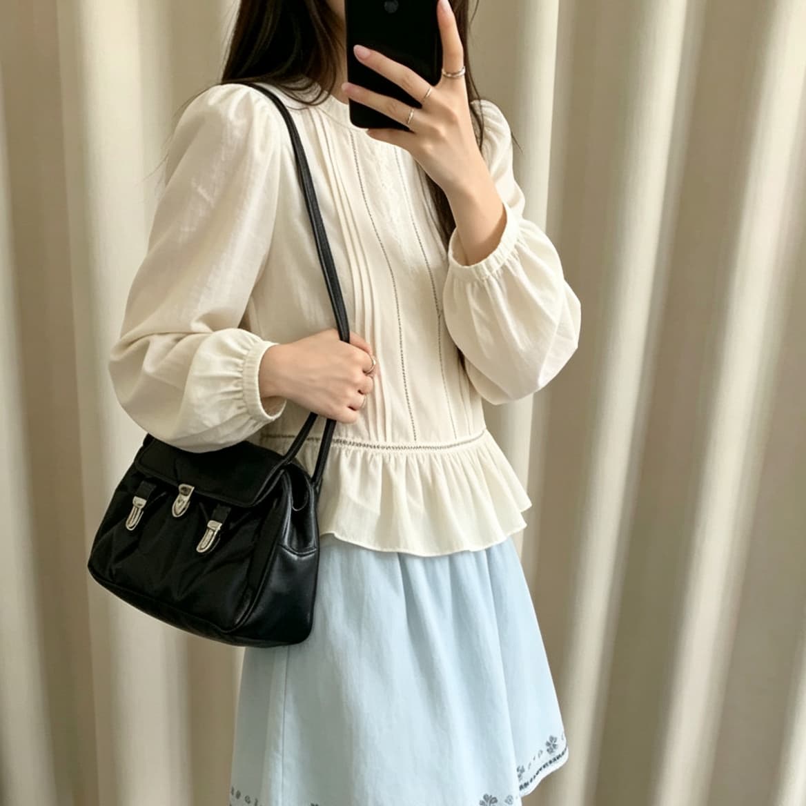 재고 있음 장기 주름 프릴 칼라 긴팔 프랑스식 프릴 여성 셔츠 봄 가을 새로운 허리 수축 쇼트 스타일 맨위 이미지 4