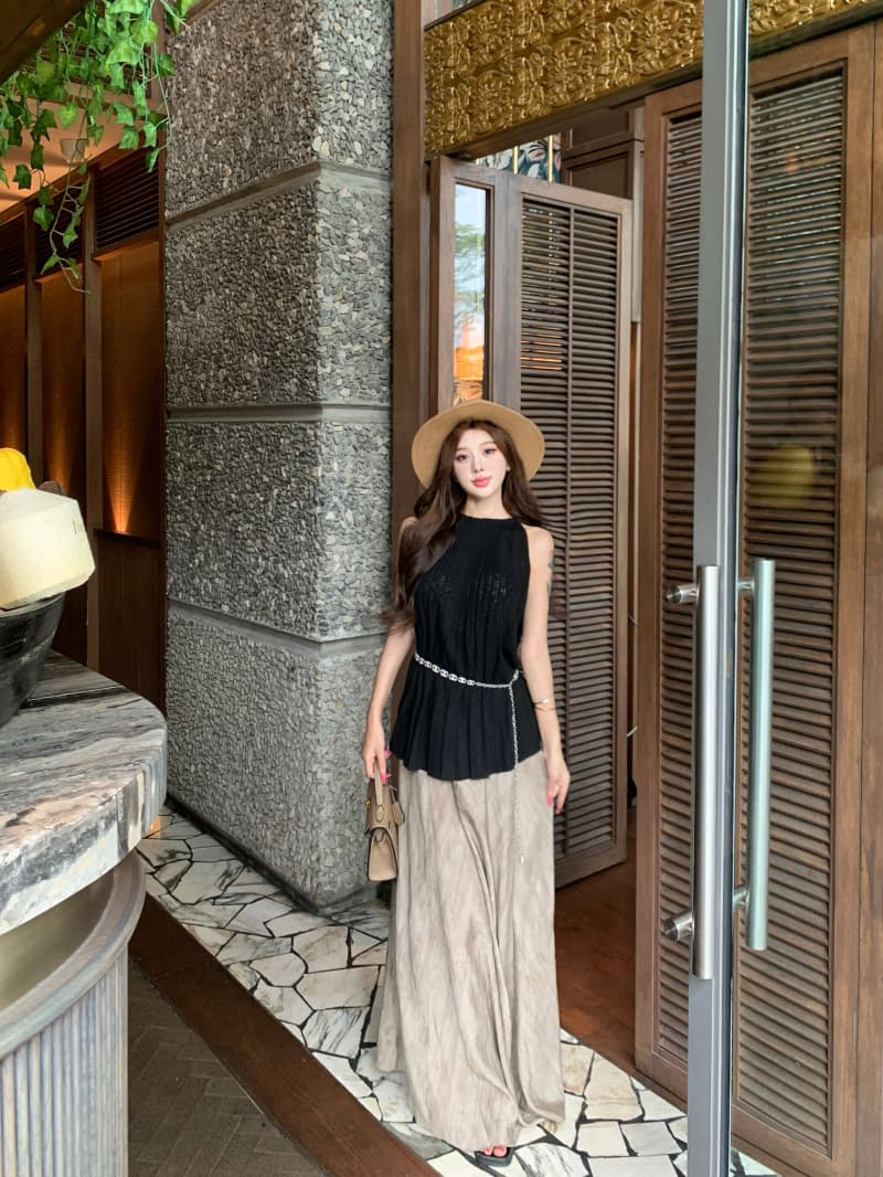 실사 정가 높음 지혜 센스 품격 행침 목 플리츠 니트 조끼 불규칙 슬림해 보이는 한 마디 우산 치마 반신 스커트 이미지 4