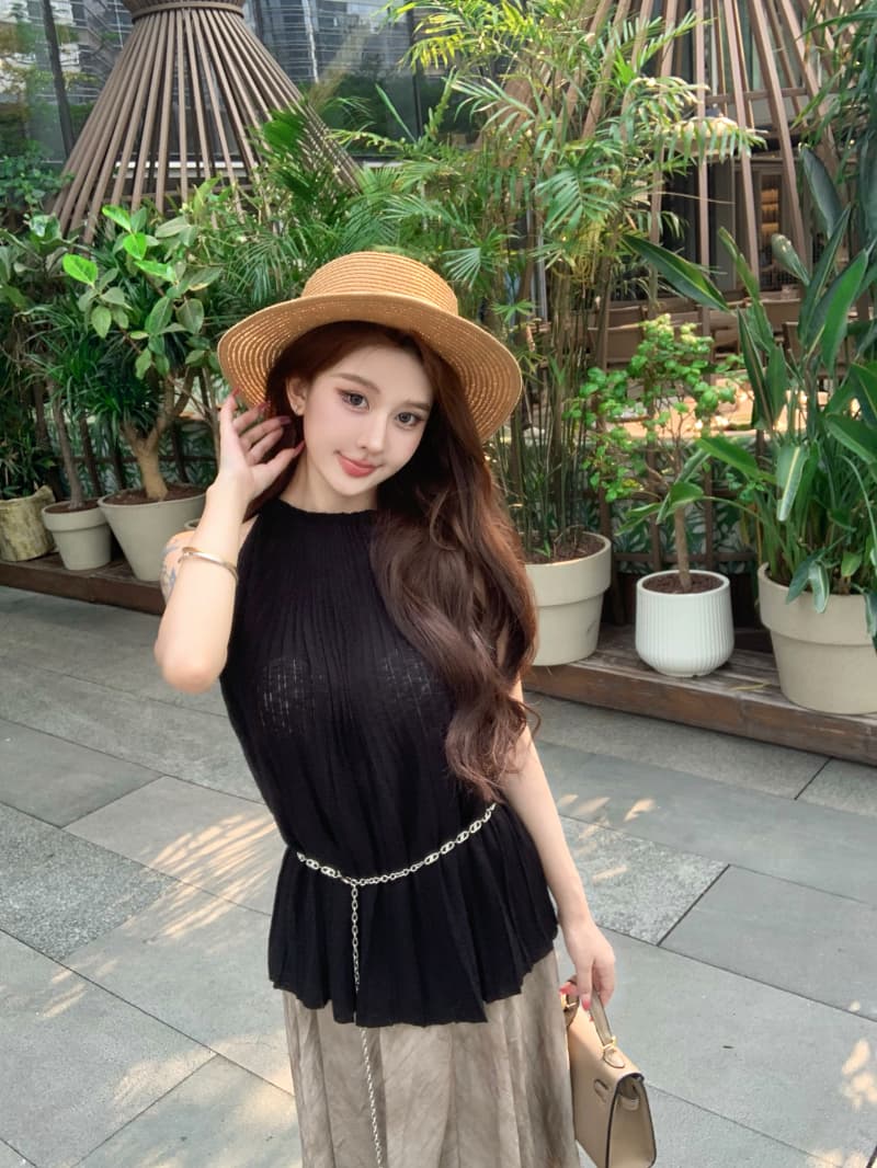 실사 정가 높음 지혜 센스 품격 행침 목 플리츠 니트 조끼 불규칙 슬림해 보이는 한 마디 우산 치마 반신 스커트 상세 이미지 6