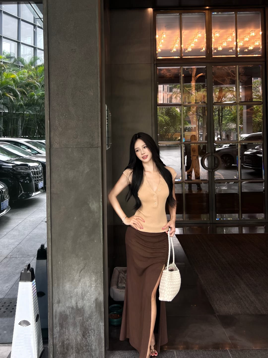 실사 정가 작은 샤넬 스타일 니트 스웨터 티셔츠 핫걸 섹시함 주름 반신 스커트 여성 이미지 2