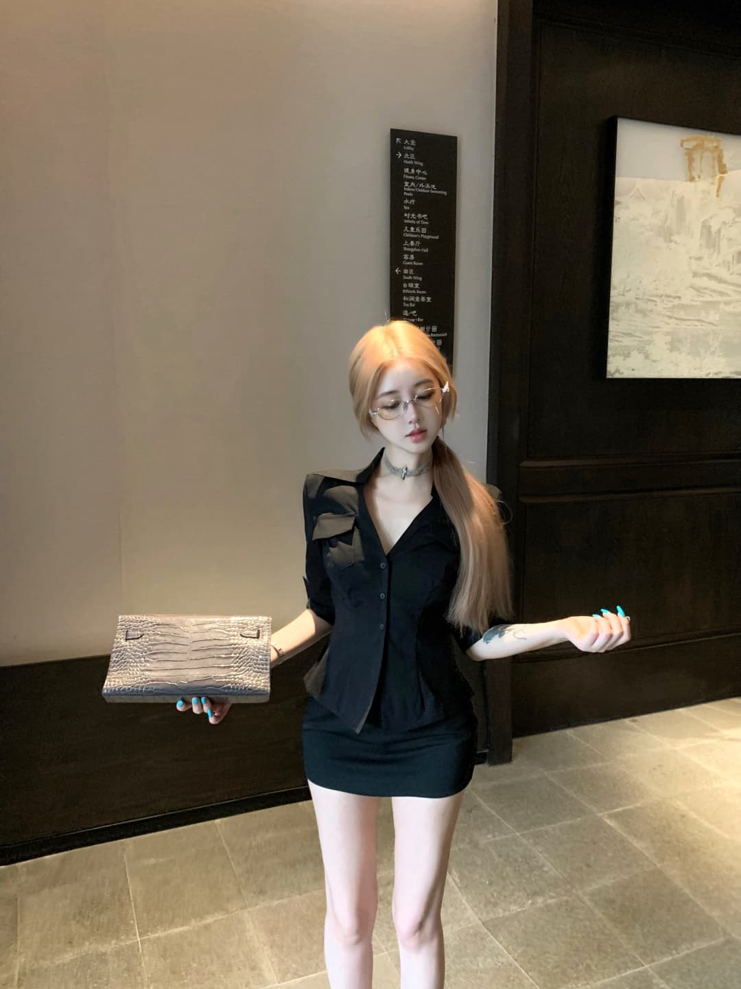 실사 정가 매운맛 여성 교사 바다 악마의 바람 셔츠 타이트 스커트 반 스커트 몸매 가꾸기 V넥 섹시함 작은 미니 스커트 세트 상세 이미지 4