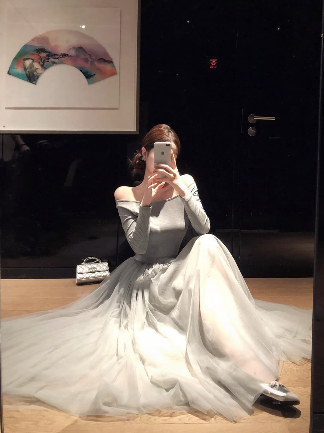 실사 정가 miu 부서 발레 오프숄더 망사 여성 드레스 이른 가을 분위기 센스 착용 가져 가라. 길다 치마 상세 이미지 29