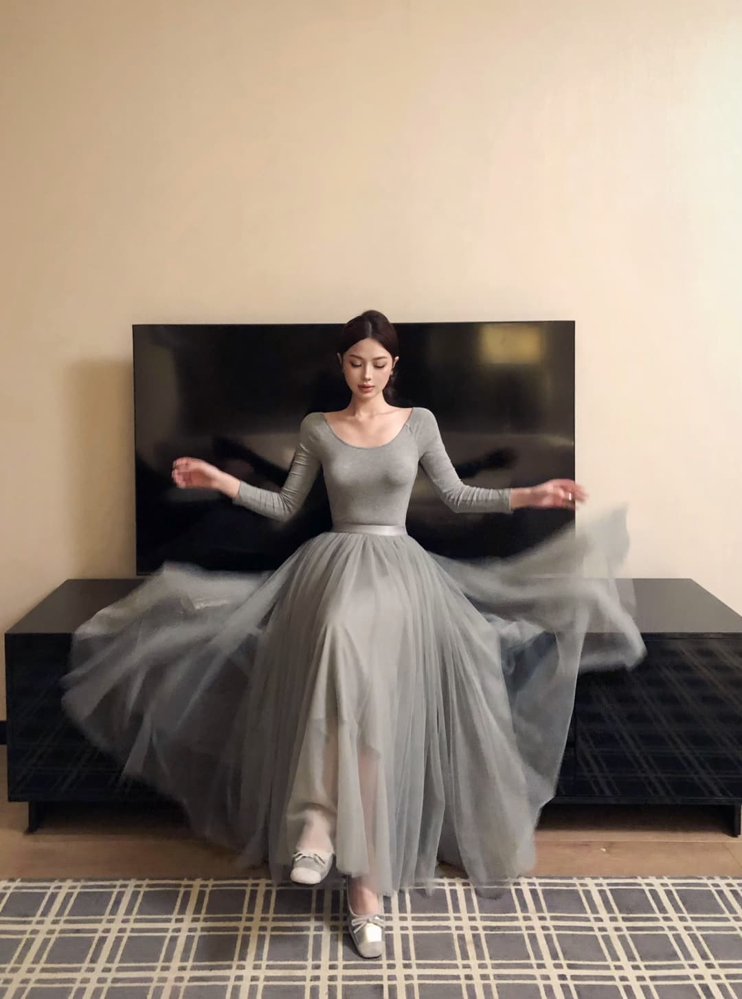 실사 정가 miu 부서 발레 오프숄더 망사 여성 드레스 이른 가을 분위기 센스 착용 가져 가라. 길다 치마 상세 이미지 38