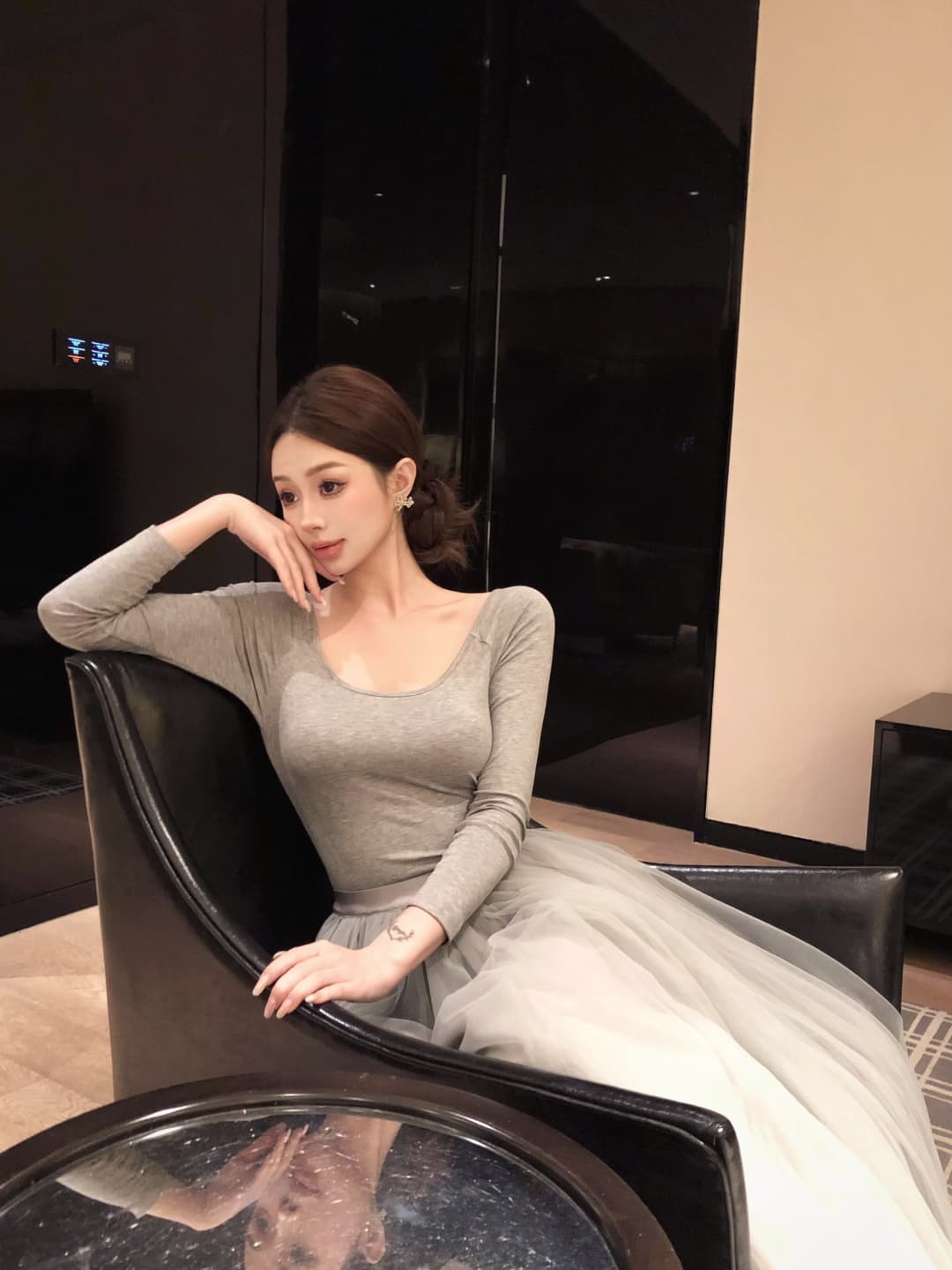실사 정가 miu 부서 발레 오프숄더 망사 여성 드레스 이른 가을 분위기 센스 착용 가져 가라. 길다 치마 상세 이미지 10