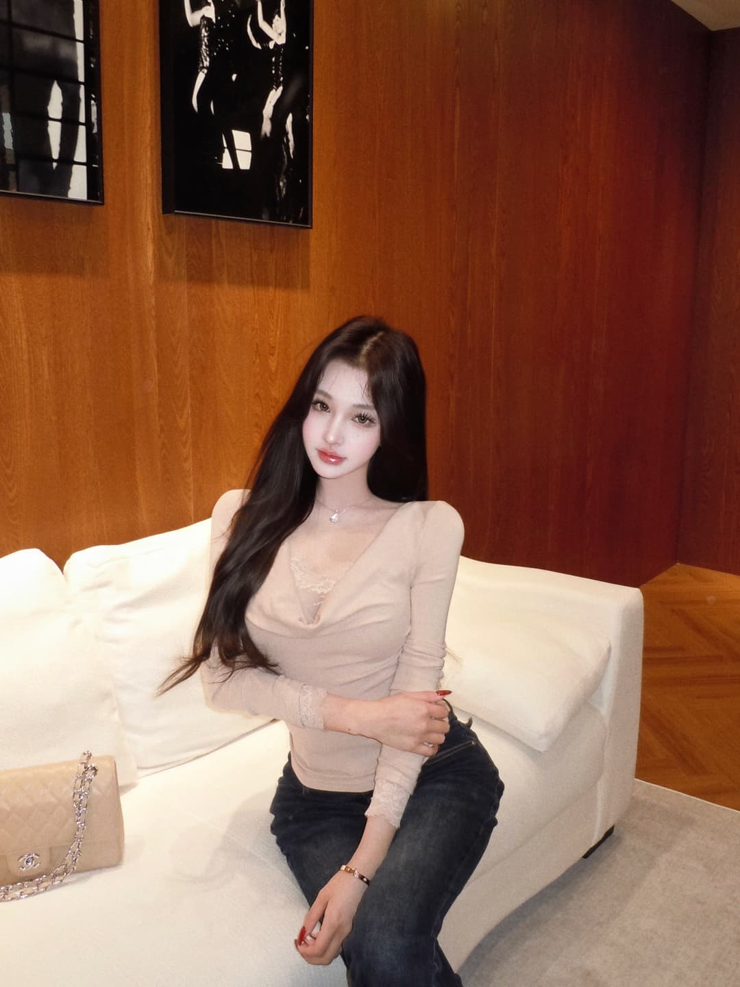 실사 정가 레이스 파티 대 흔들다 칼라 레이스 레이스 티셔츠 여성 가을 겨울 허리 수축 순수한 욕망 기본 셔츠 상세 이미지 28