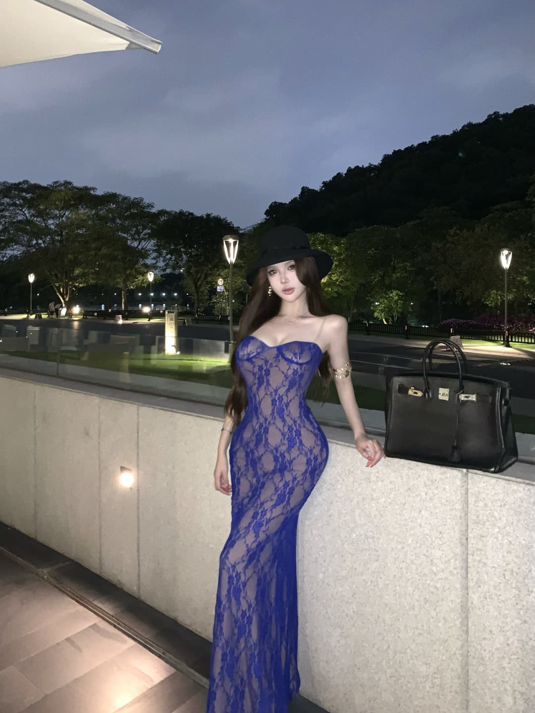 실사 정가 로얄 블루 휴가 바람 여성 드레스 몸매 가꾸기 슬립 백리스 인어 꼬리 타이트 스커트 생일 예복 롱 스커트 상세 이미지 13