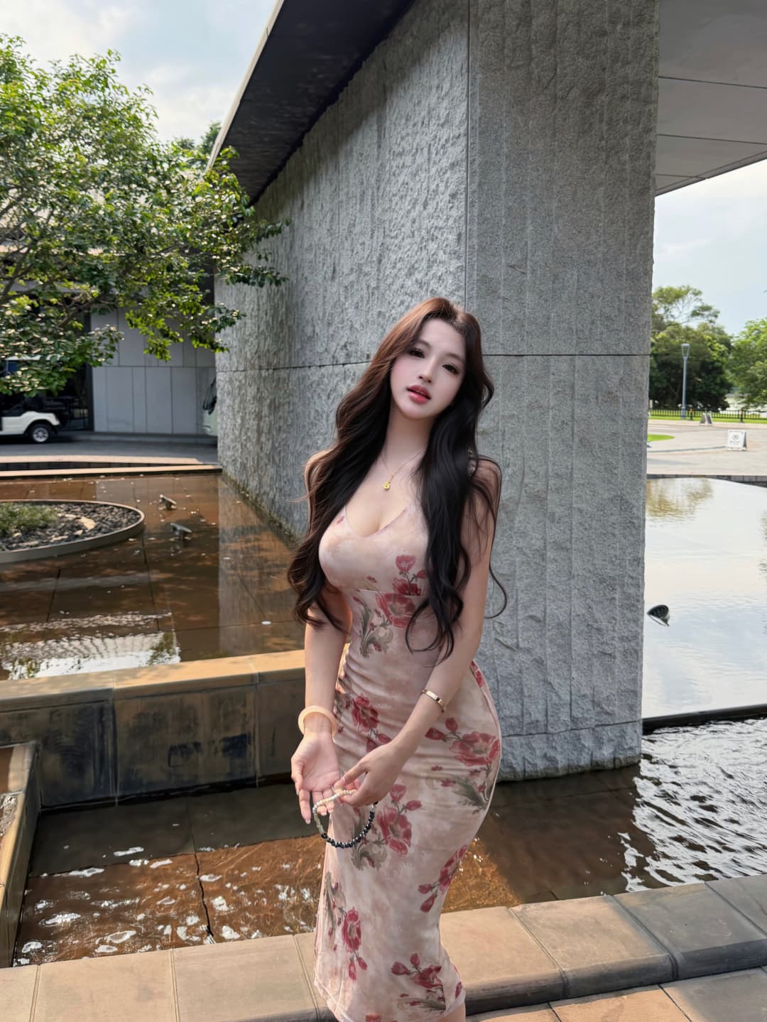 실사 정가 아이리스 꽃말 빅 브이 넥 몸매 가꾸기 슬립 여성 드레스 봄 여름 트임 중간 길이 스커트 상세 이미지 11