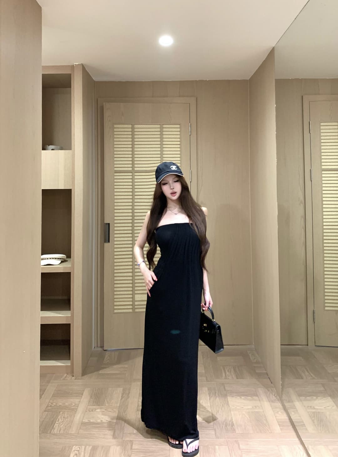 실사 정가 감기 센스 3 차원 명중 Pleat 튜브탑 여성 드레스 여름 새로운 캐주얼 세련된 롱 스커트 이미지 3