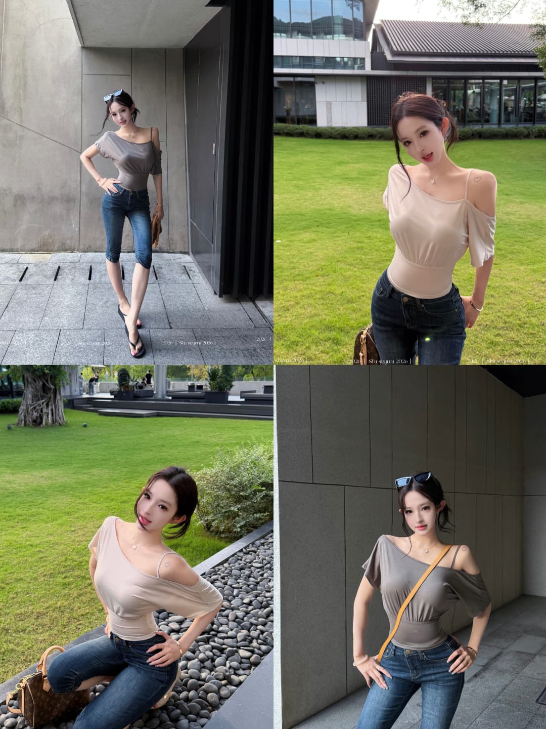 실사 정가 빛 산소 수식 라이 경기 서울 슬립 비스듬한 어깨 허리 수축 짧은 티셔츠 여성 봄 여름 도루 센스 맨위 상세 이미지 1