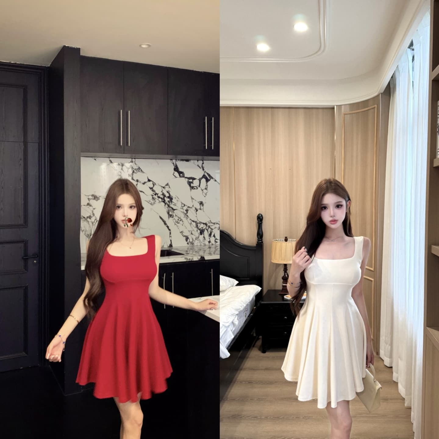 실사 정가 부드러운 하느님 치마 슬립 민소매 드레스 롱 스커트 여름 프랑스식 천 금빛 바람 예복 치마 상세 이미지 2
