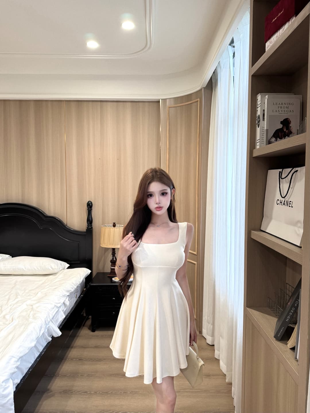 실사 정가 부드러운 하느님 치마 슬립 민소매 드레스 롱 스커트 여름 프랑스식 천 금빛 바람 예복 치마 상세 이미지 4