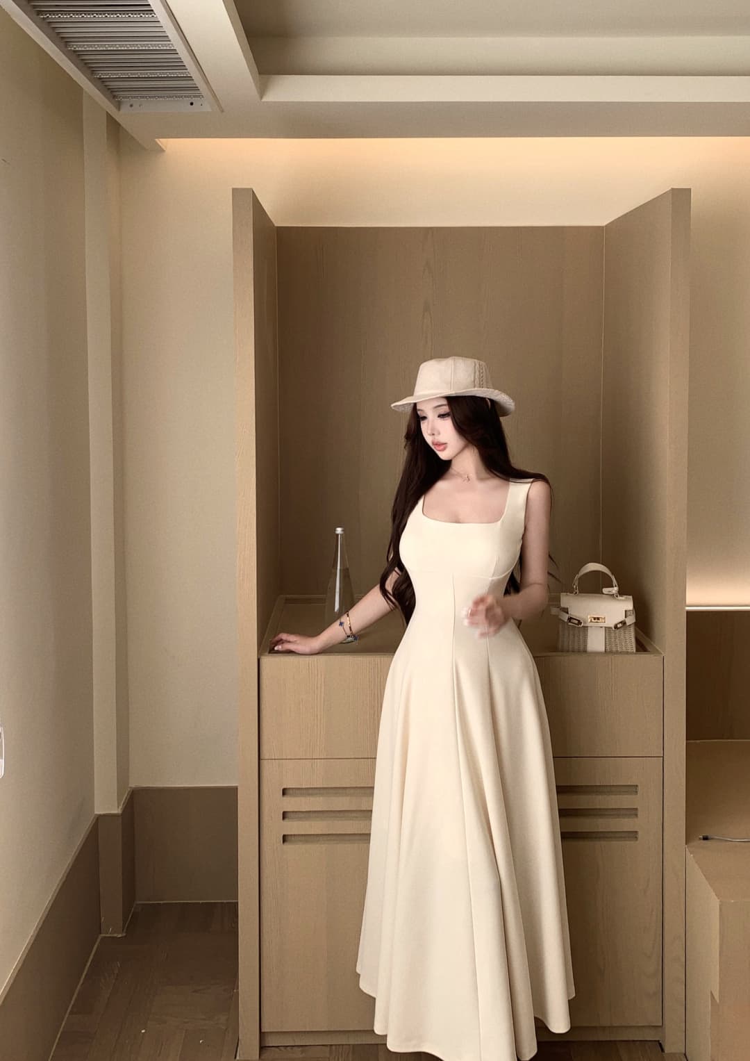 실사 정가 부드러운 하느님 치마 슬립 민소매 드레스 롱 스커트 여름 프랑스식 천 금빛 바람 예복 치마 상세 이미지 9
