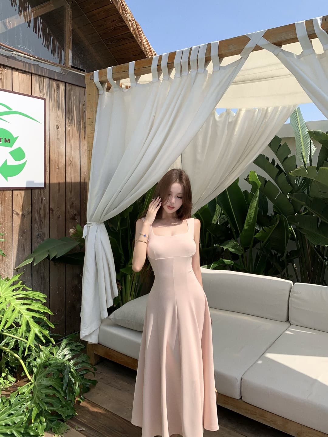 실사 정가 부드러운 하느님 치마 슬립 민소매 드레스 롱 스커트 여름 프랑스식 천 금빛 바람 예복 치마 상세 이미지 18