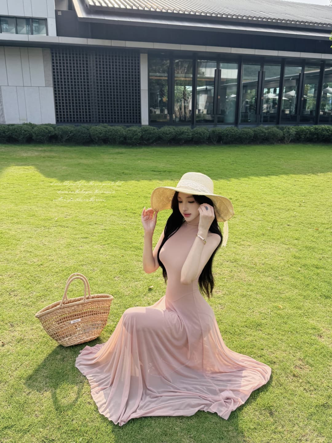 실사 정가 박하 한여름 터틀넥 망사 여성 드레스 봄 여름 한 부서 허리 수축 해변가 휴가 딩 Da 서울 치마 상세 이미지 7