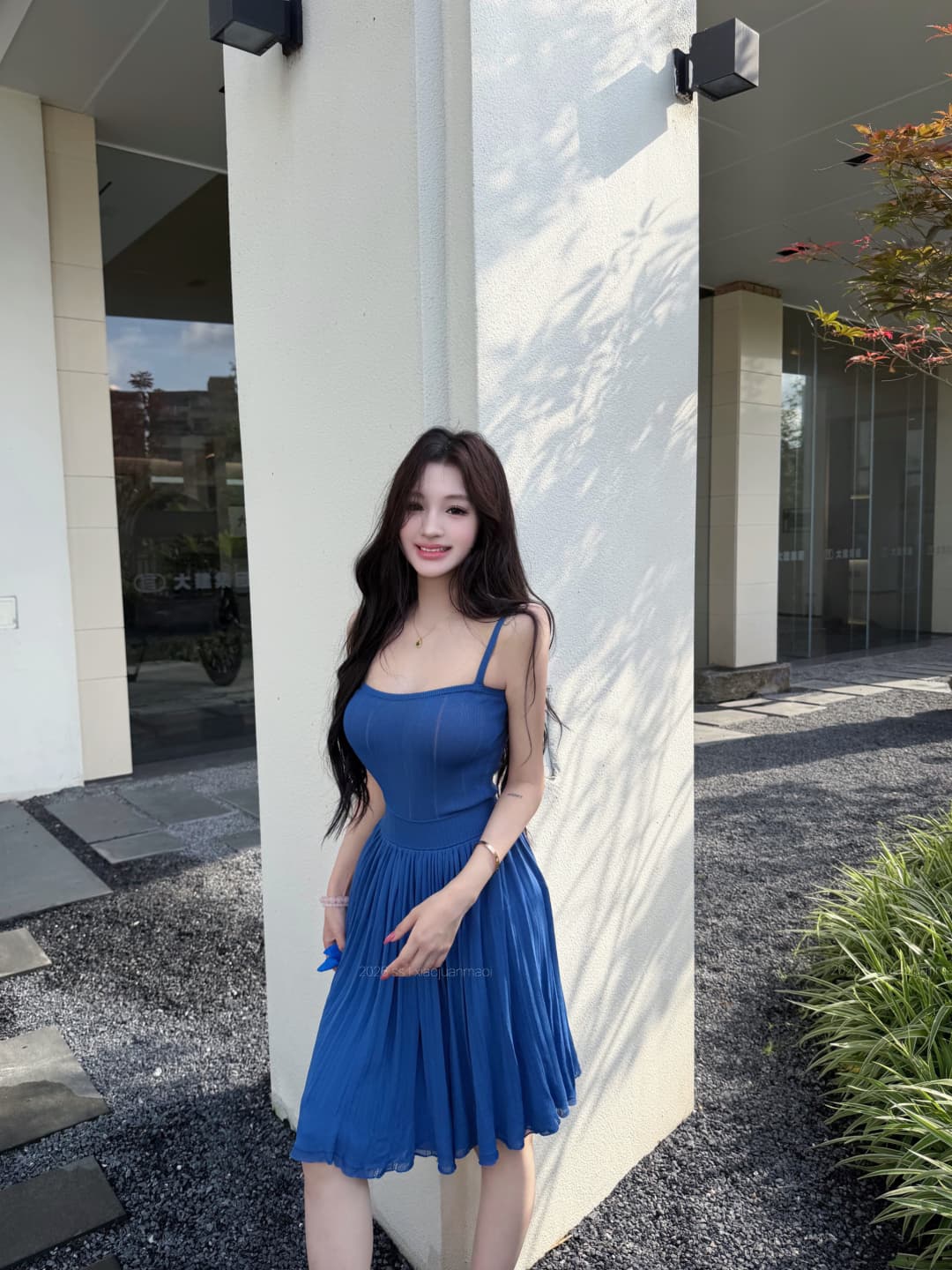 실사 정가 지중해 정원 높음 폭탄 모직물 수 있습니다. 조정 슬립 여성 드레스 봄 여름 중간 스커트 상세 이미지 7