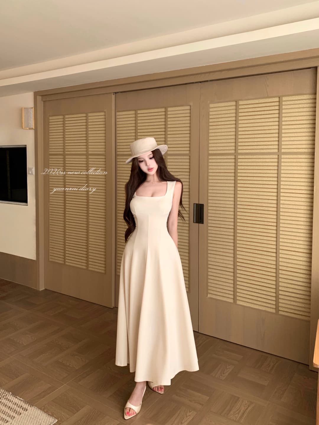 실사 정가 부드러운 하느님 치마 슬립 민소매 드레스 롱 스커트 여름 프랑스식 천 금빛 바람 예복 치마