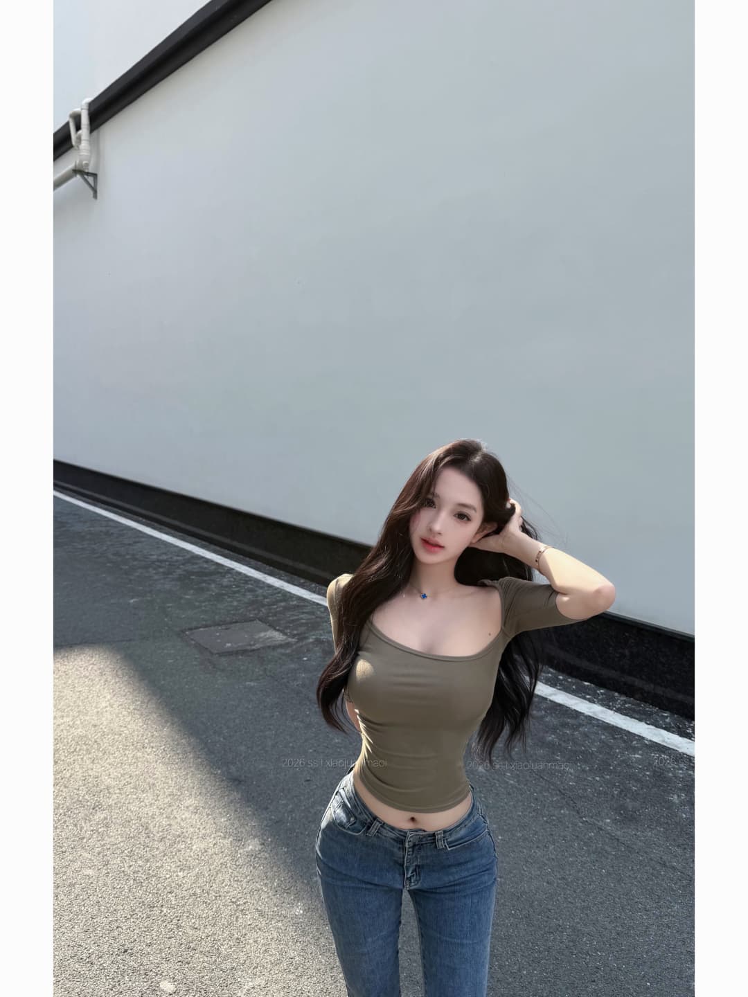실사 정가 해체 경계 라이 경기 서울 불규칙 칼라 몸매 가꾸기 티셔츠 여성 봄 여름 쇼트 스타일 맨위 상세 이미지 17