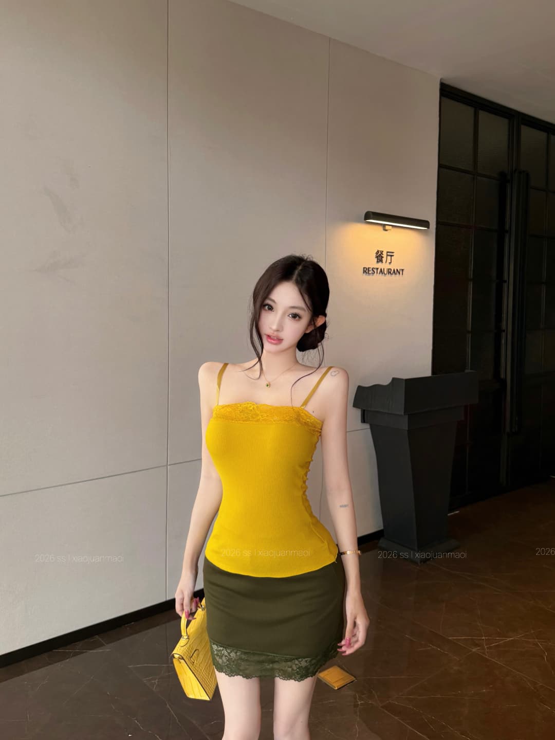 실사 정가 y l 레이스 조각 캐미솔 여름 몸매 가꾸기 맨위 레이스 반신 치마 세트 상세 이미지 9