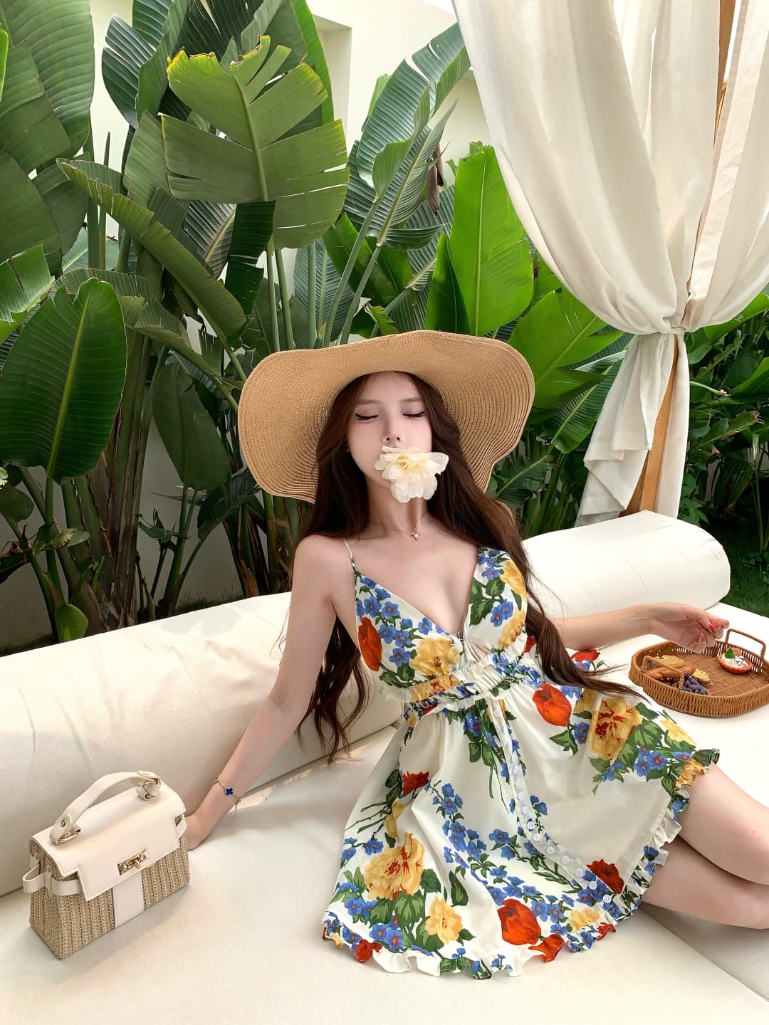 실사 정가 꽃 좋아요. 꿈 맞춤 꽃무늬 슬립 드레스 신선함 소녀 센스 휴가 드레스