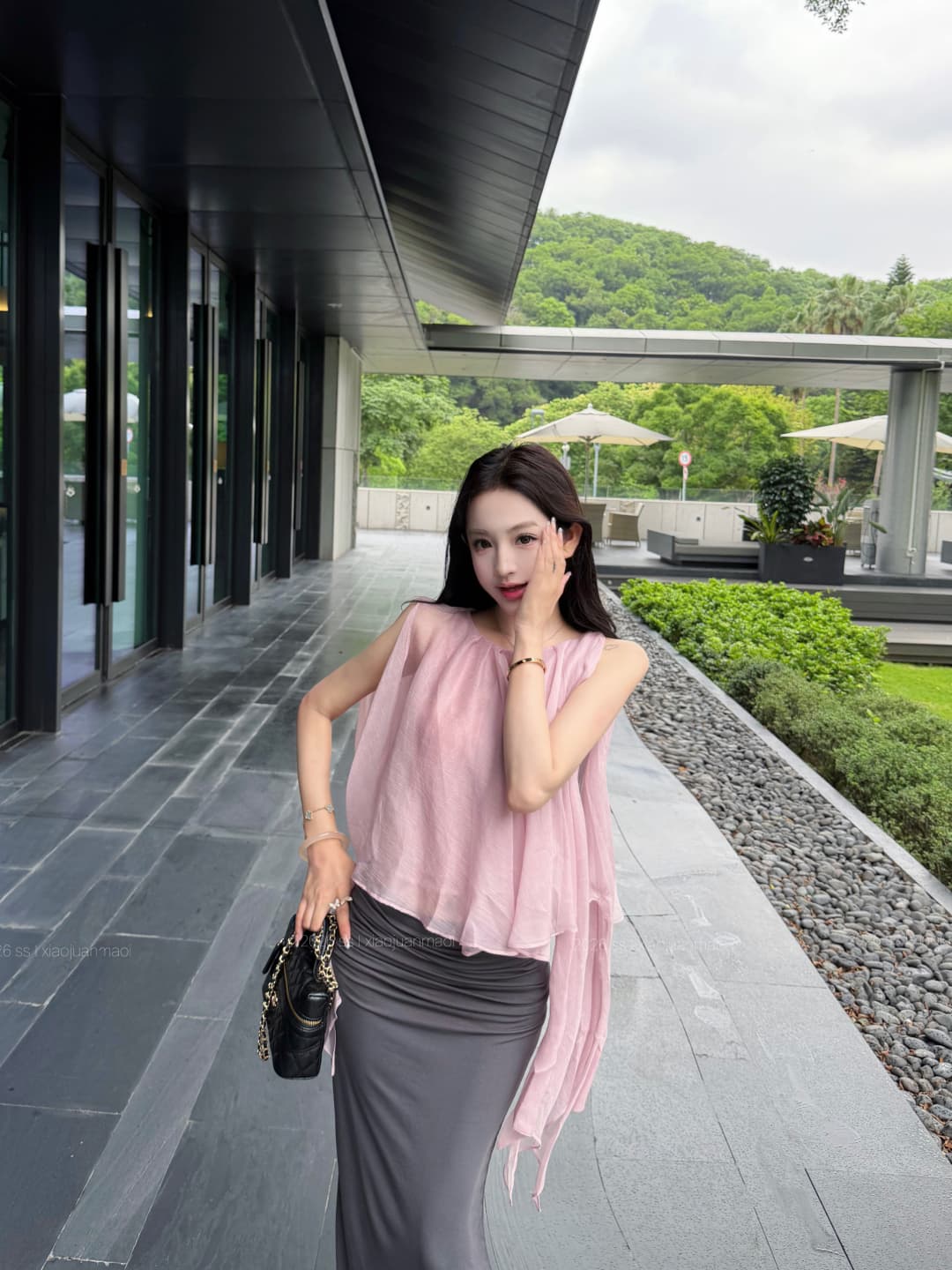 실사 정가 xian 물품 거즈 남자 춤 건조한 주름 실크 불규칙 프릴 맨위 인어 꼬리 스커트 세트 그룹 상세 이미지 23
