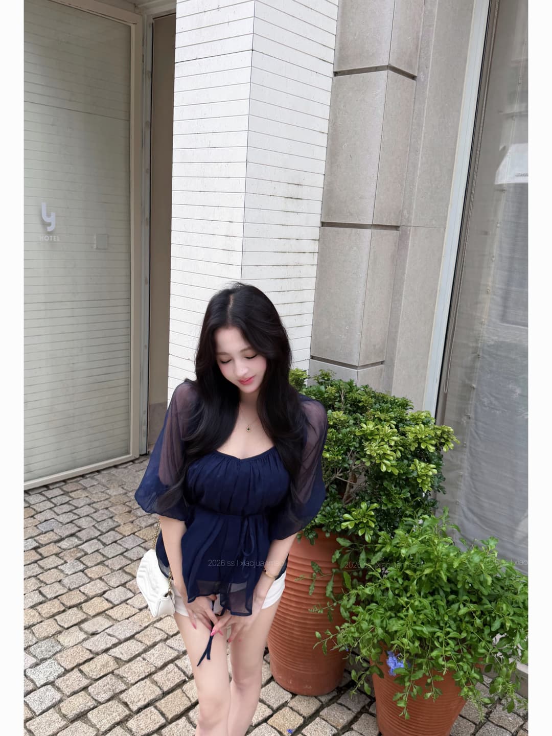 실사 정가 부드러운 실 제직 꿈 V넥 높음 ~을 통해 주름 레이스업 시폰 셔츠 여성 봄 여름 반소매 맨위 상세 이미지 19