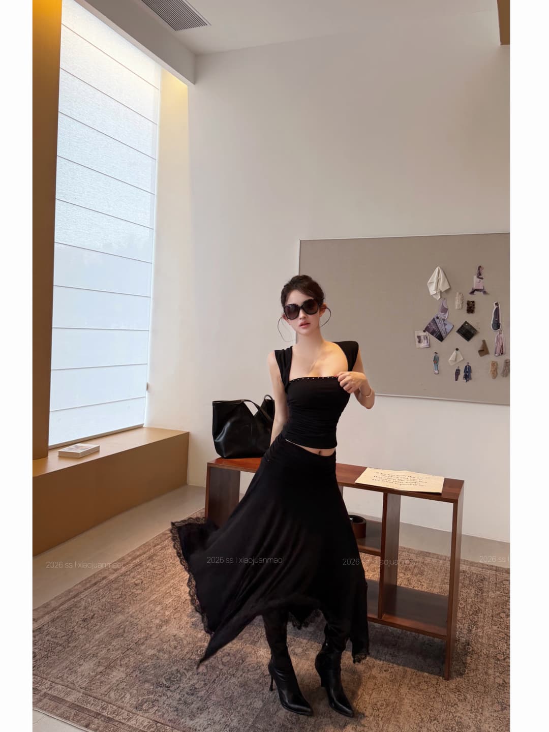 실사 정가 징 핫픽스 플리츠 슬림해 보이는 몸매 가꾸기 티셔츠 불규칙 물결무늬 Pleat 진자 철자 레이스 반 스커트 상세 이미지 10