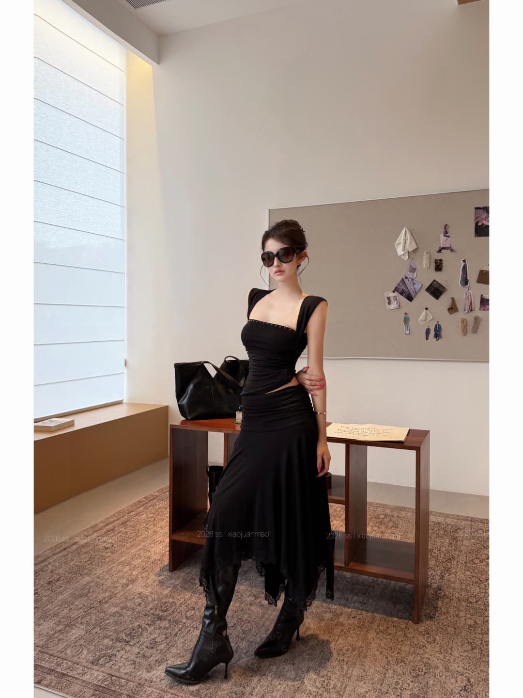 실사 정가 징 핫픽스 플리츠 슬림해 보이는 몸매 가꾸기 티셔츠 불규칙 물결무늬 Pleat 진자 철자 레이스 반 스커트 상세 이미지 11